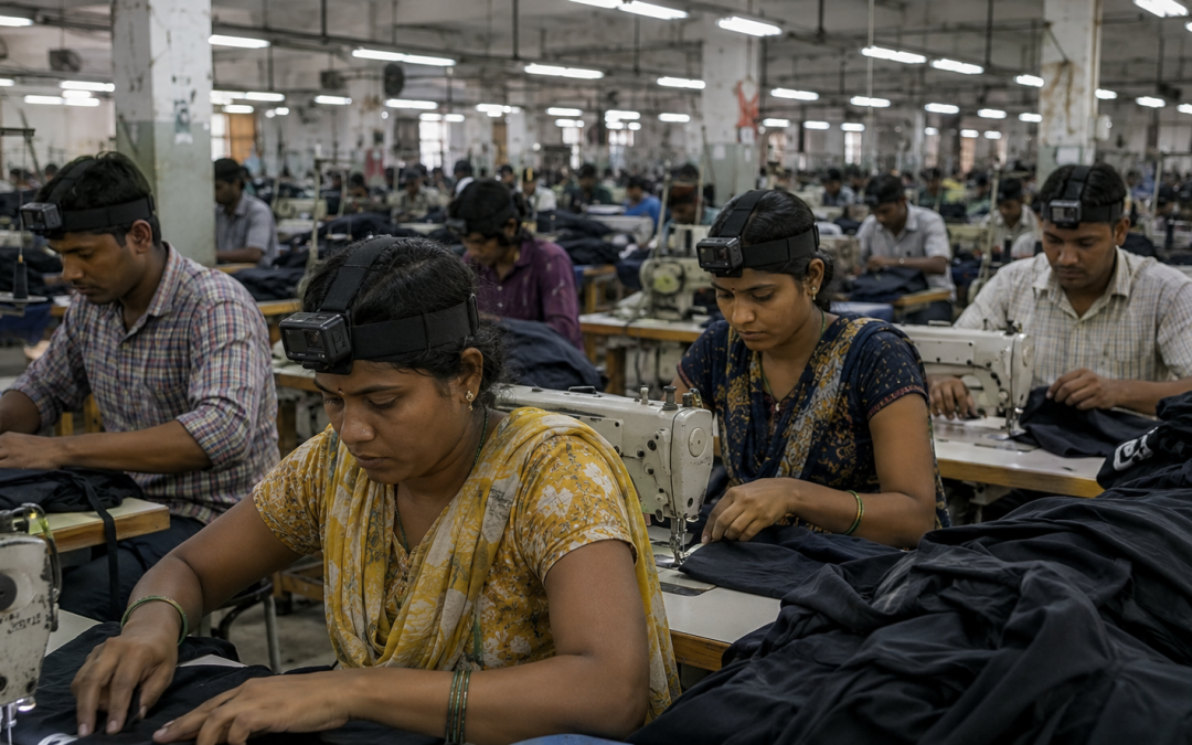 In India dragen fabrieksarbeiders camera’s op hun hoofd die AI-robots traint om hun job over te nemen